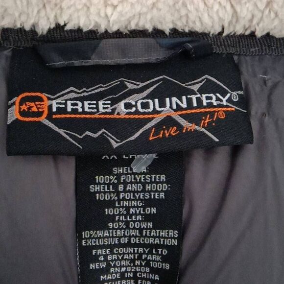 Free Country Men's Camouflage Down Puffer Jacket Navy Blue & Brown 2XL - Picture 5 of 5